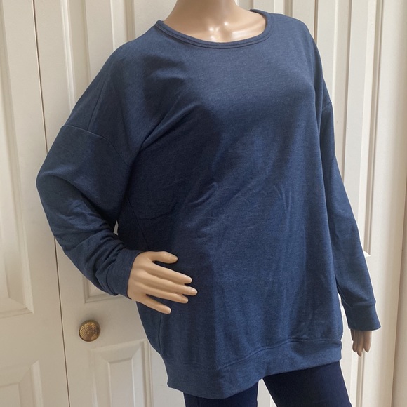 Tuff Athletics Womens L Long Sleeve Blue Shirt. Pullover. Crew neck. Heather Blu - Picture 11 of 12